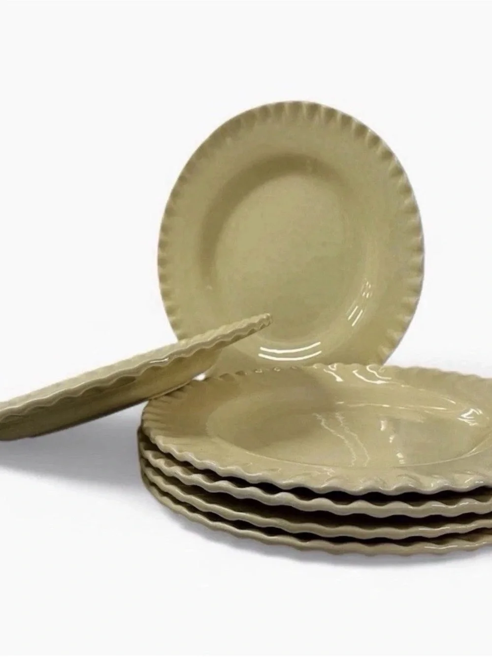 Pottery Barn Pie Crust Yellow 12.25” Oversized Dinner Plates Set of 6 Vintage